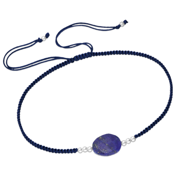 Bransoletka z lapis lazuli na granatowym sznurku
